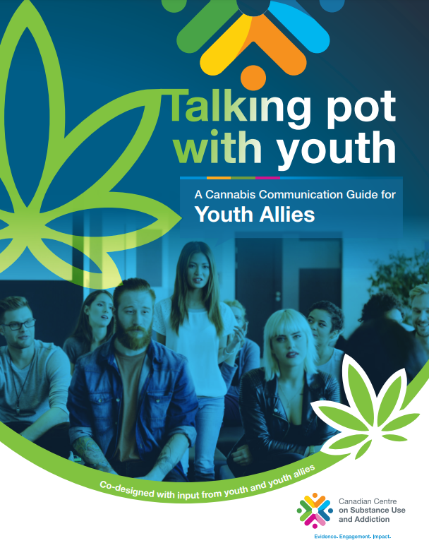'Talking Pot with Youth' report cover - A group of young people sitting down