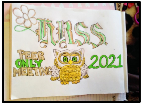 A drawing of an owl with the text "HRSS Peer Only Meeting 2021"