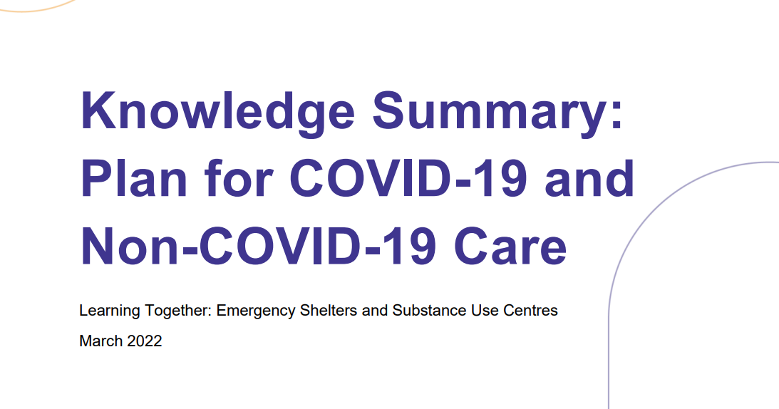 Text reads "Knowledge Summary: Plan for COVID-19 and Non-COVID-19 Care" 