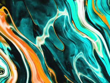 abstract waves of turquoise and orange. 