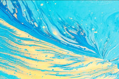 abstract waves of turquoise and yellow. 
