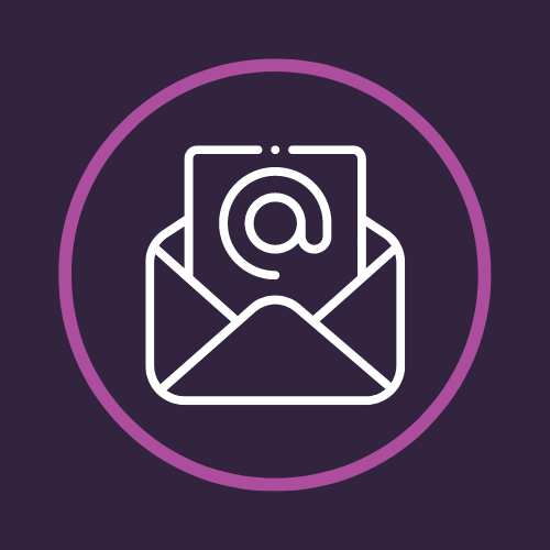 icon of an envelope with email symbol.  